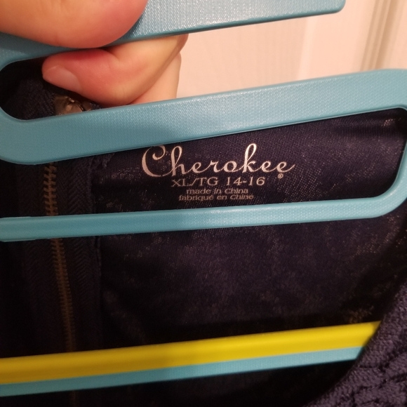 Navy Blue Flowered Dress - Picture 3 of 3